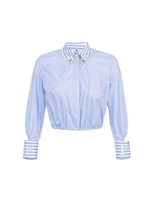 Camicia crop in popelin con dettagli a righe Elisabetta Franchi | CA08751E1019